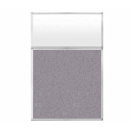 Versare Hush Panel Configurable Cubicle Partition 4' x 6' W/ Window Cloud Gray Fabric Frosted Window 1850608-3